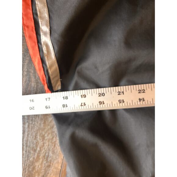 VTG AMF Harley Davidson Biker Pants Men Black Orange Racing Stripe Snow Bibs S/M - Picture 7 of 13